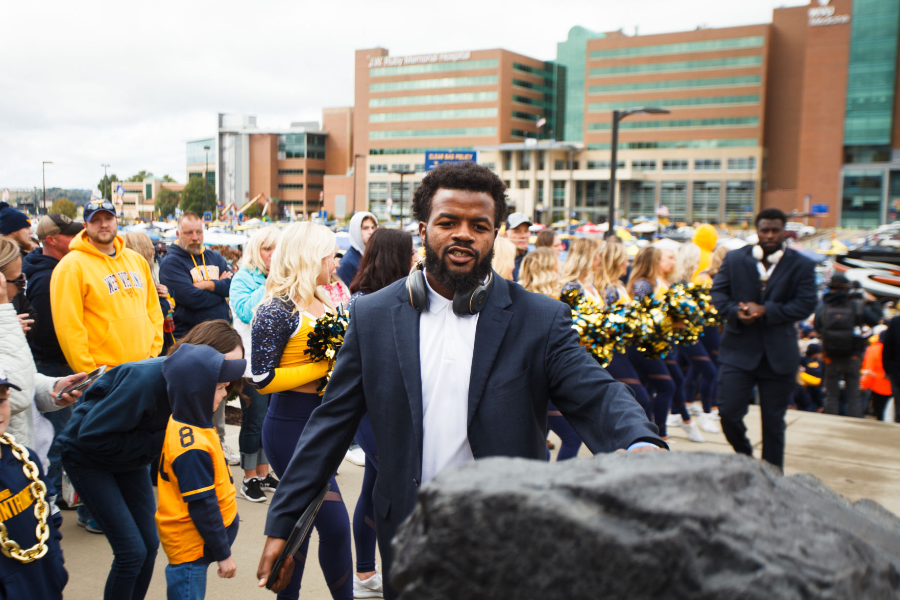 West Virginia defensive back Josh Norwood participates in the Mountaineer Mantrip prior to taking on Iowa State at Milan Puskar Stadium on Oct. 12, 2019.